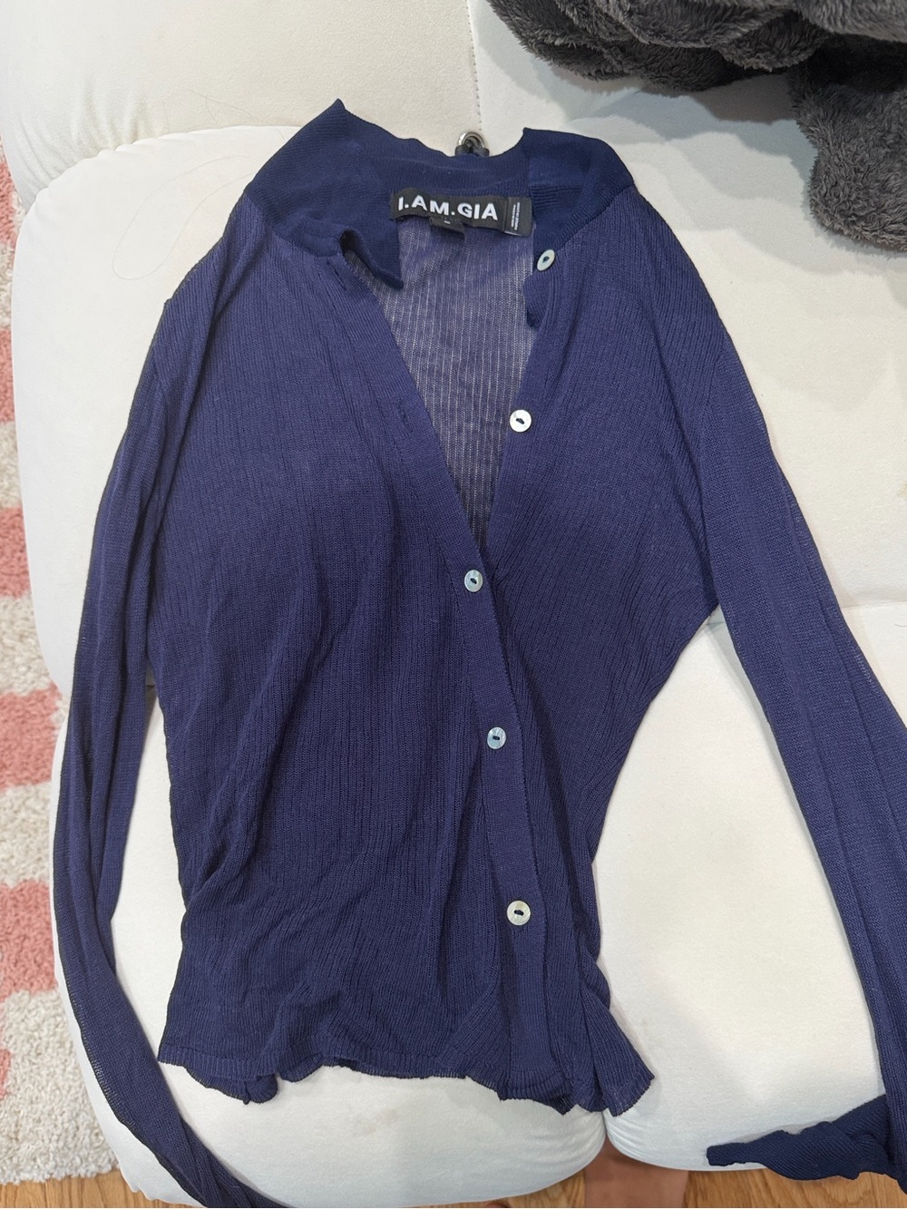 I.AM.GIA Deep Navy Ribbed Button-Up Cardigan